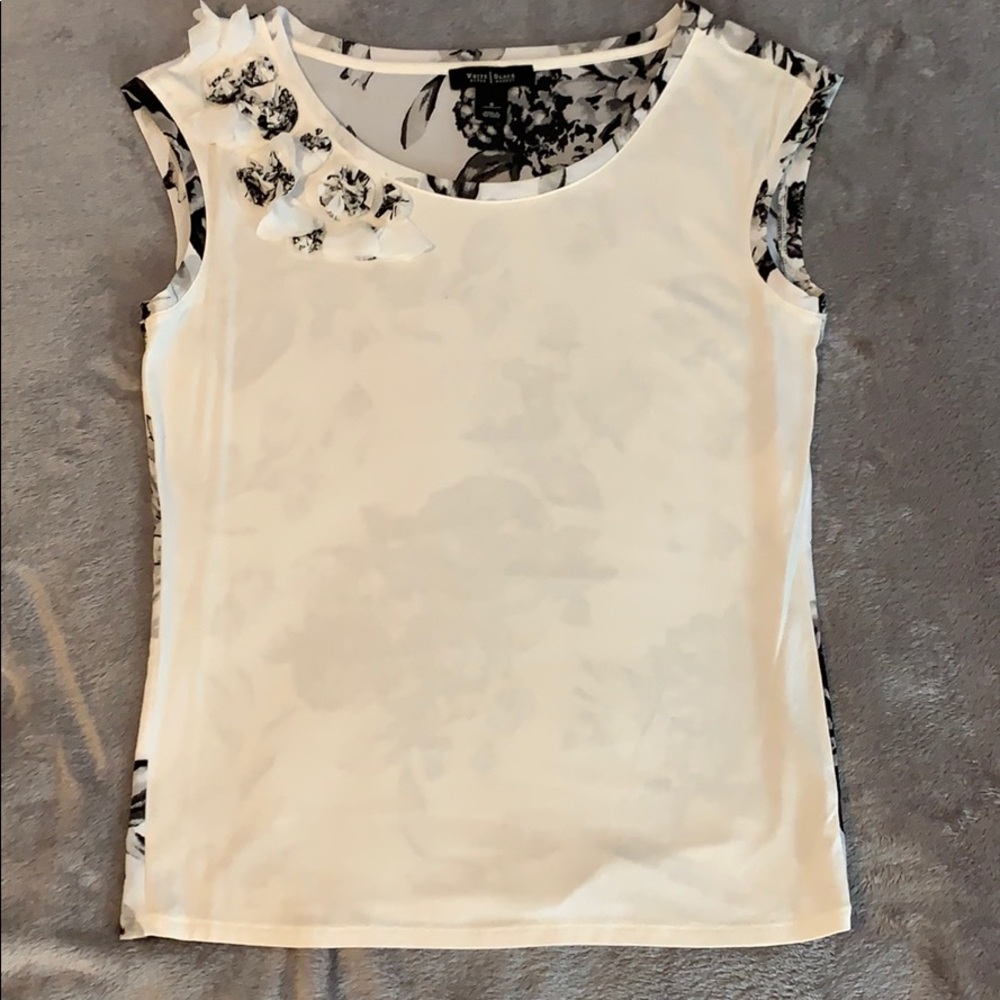 White House Black Market - Black/white floral top
